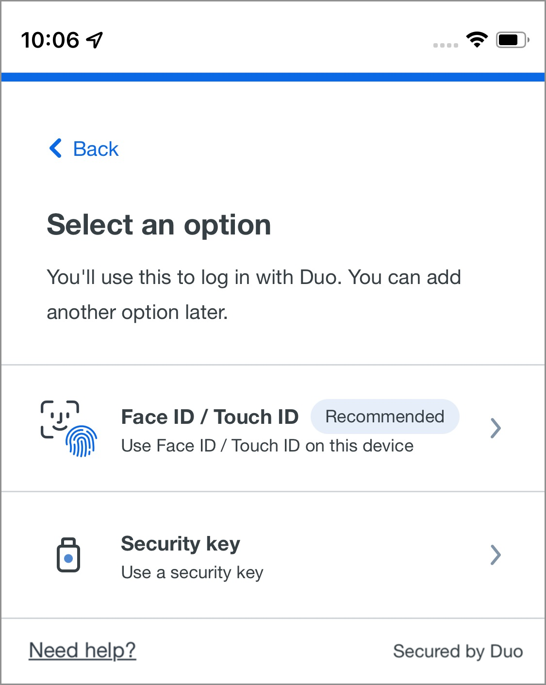 Choose Face ID/Touch ID Verification Method
