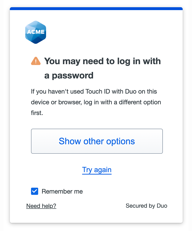 Duo Passwordless New Browser with Platform Authenticator