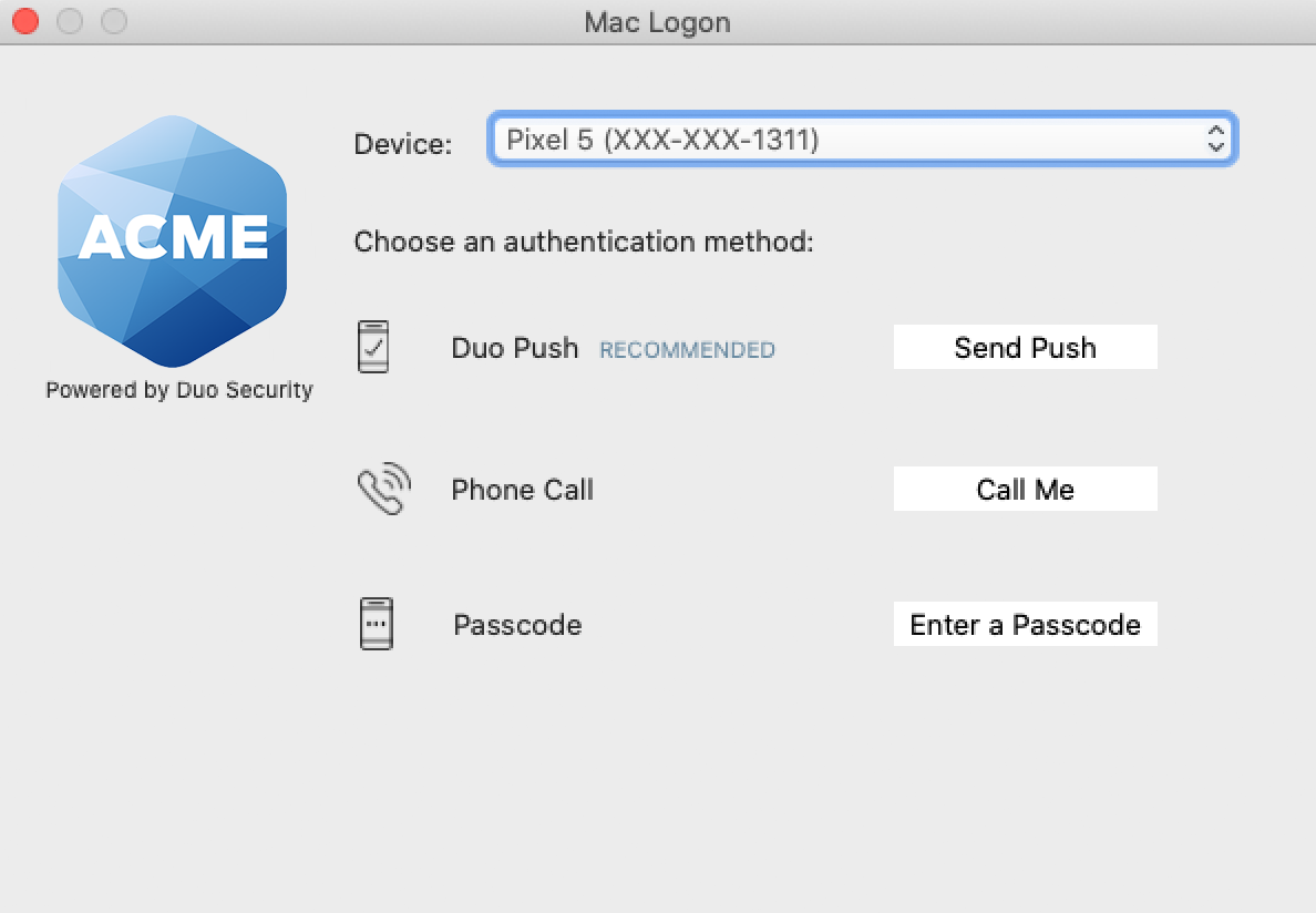 macOS Duo Authentication
